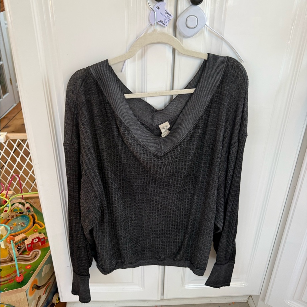 We The Free Dark Gray V-Neck Sweater